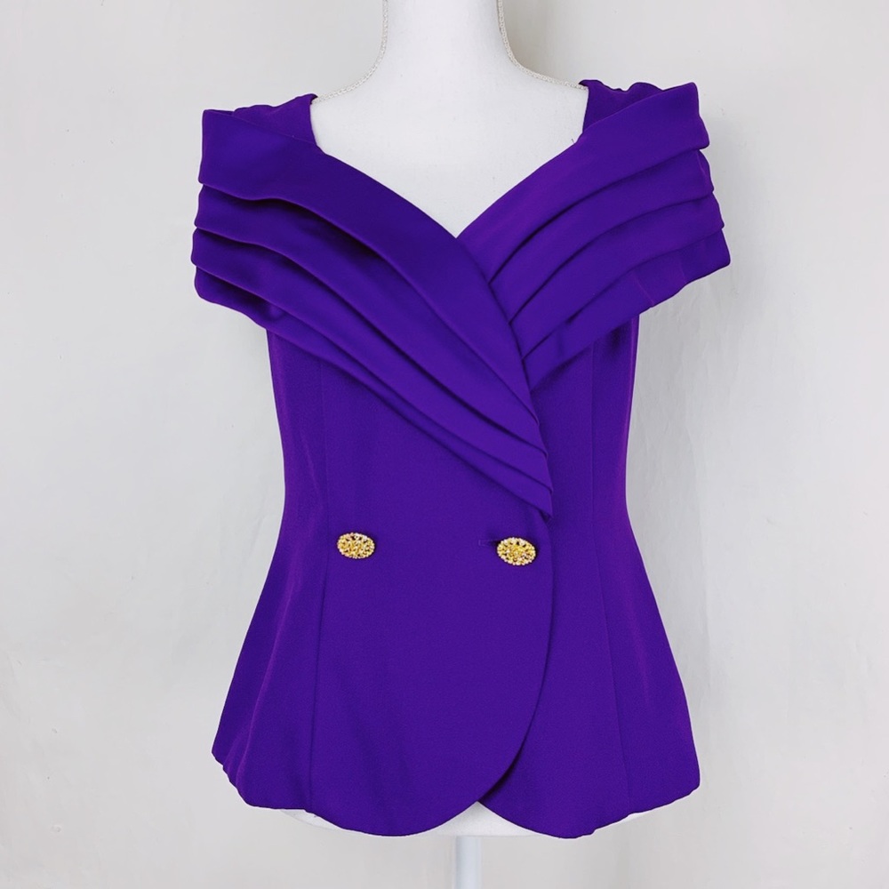 Alex Evening Suit Top Gold studded buttons Size 6